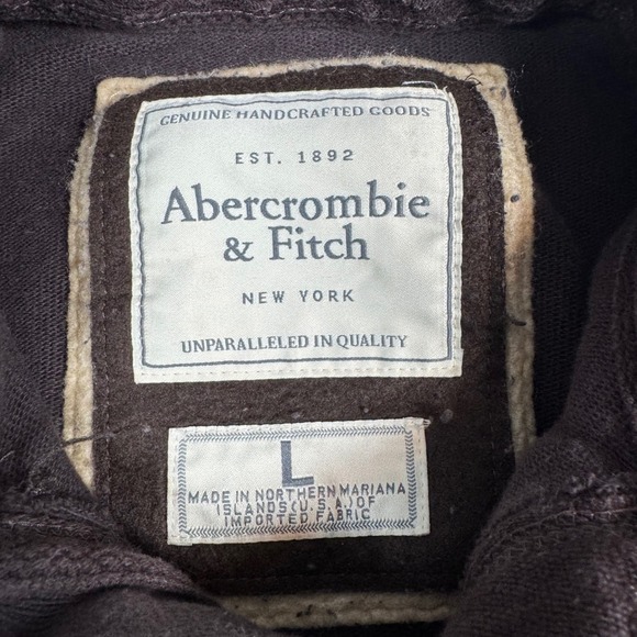 Y2K Abercrombie Fitch Men L Brown AF Logo Sweater Long Sleeve Grunge Faded VTG - Picture 6 of 14